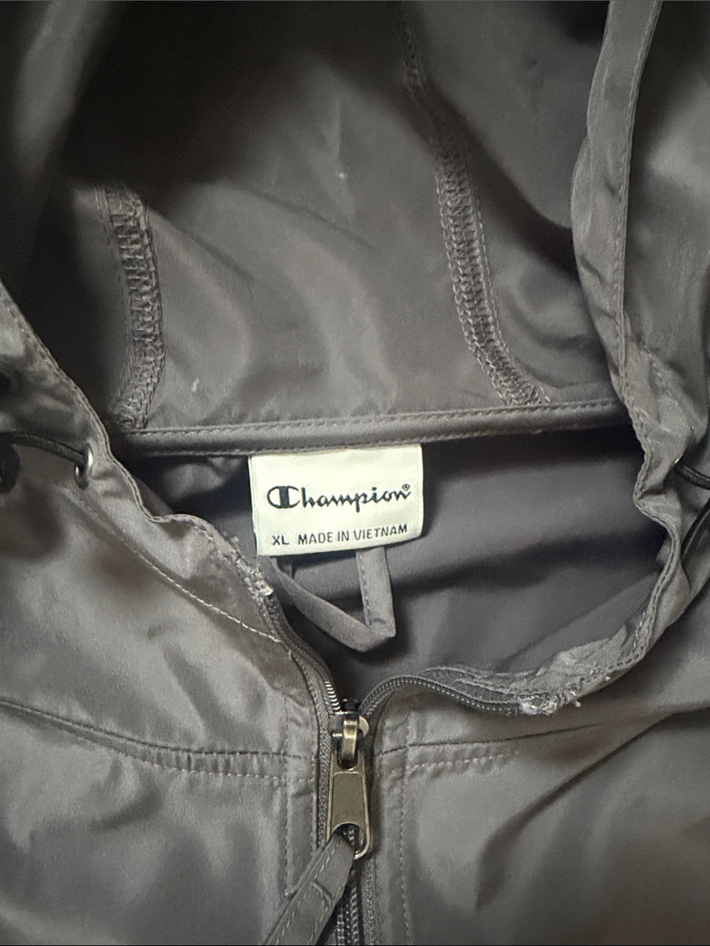 Rutgers Camden Champion Gray Hooded Windbreaker with Red 'R' - Picture 2 of 5